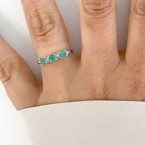 10K White Gold Emerald and Diamond Ring